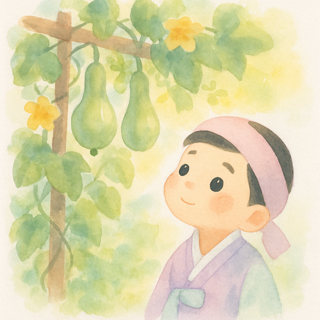 박이 주렁주렁 열린 여름 정원